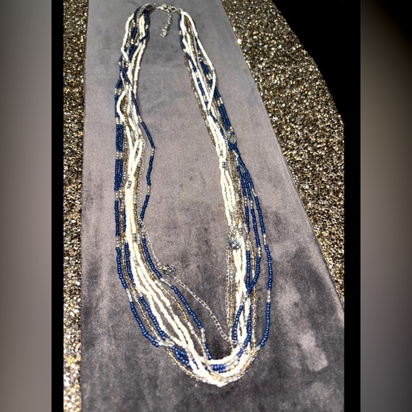 Maurices Multti beaded Blue/Grey/Metallic/White
              Necklace. OSFA - Picture 1 of 8
